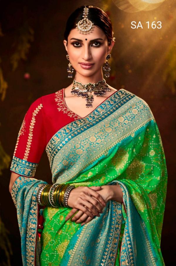 Kimora Sindhuri Bandhej Embroidery Saree Collection